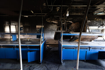 Science lab caused by fire.

