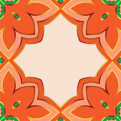 Ethnic beautiful oriental, asian, indian pattern Geometric colored isolated frame for text on light background. Template for creativity, coloring, design.