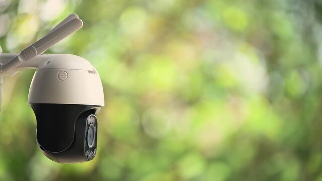 Hi technology 4G mini dome camera , IP wireless connection CCTV support motion detection and microphone is home security system concept.