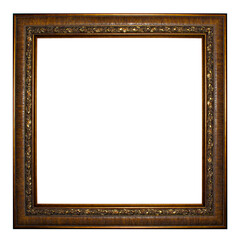 square wooden frame vintage style isolated white background