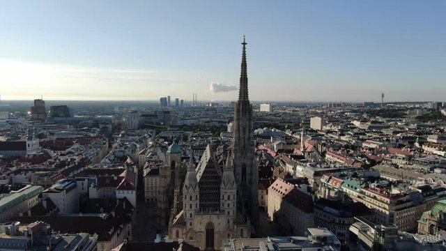 Aerial view of St. Stephen's Cathedral in Vienna, Austria, Europe
