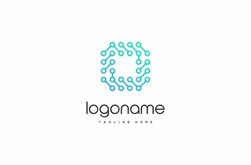 dot technology letter O logo, technology logo. bitcoin logo, security logo, internet logo, connect logo, dynamic logo