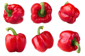 Water droplets on Red Bell Pepper isolated on white background