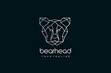 monoline bear head logo design