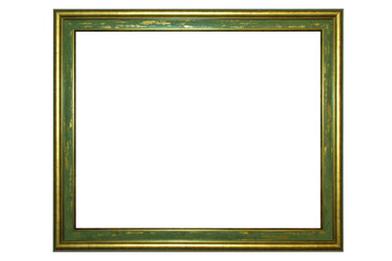 green frame with gold in vintage style isolated on white background