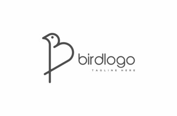 monoline letter b bird logo design