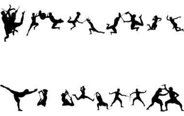 Kalaripayattu warrior silhouette vector