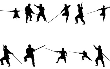 Stick fighting silhouette vector