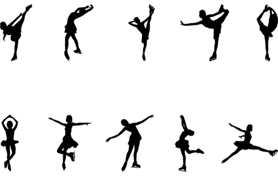 Woman Figure skating silhouette vector