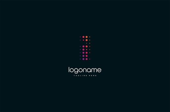 dot technology letter I logo design, initial matrix logo