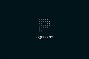 dot technology letter P logo design, initial matrix logo