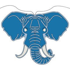 Flat continuous line art Elephant head concept