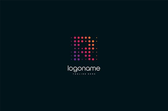 dot technology letter R logo design, initial matrix logo