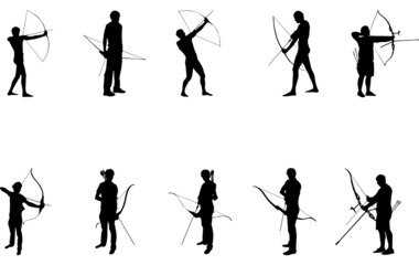 Man Archery silhouette vector - obrazy, fototapety, plakaty