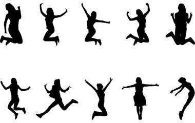Woman Jumping Silhouette Vector 