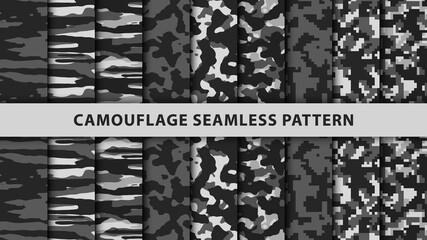 Military and army camouflage seamless pattern - obrazy, fototapety, plakaty