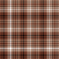 Seamless pattern in brown, white and black colors for plaid, fabric, textile, clothes, tablecloth and other things. Vector image.