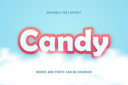 candy text effect with clouds 100% editable vector image