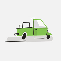 Car on a road isolated on white background. Cute flat automobile vector illustration. Ideal for textile, print on t shirt