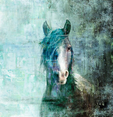 Illustration abstract style in subject horse for art decoration. © Lee