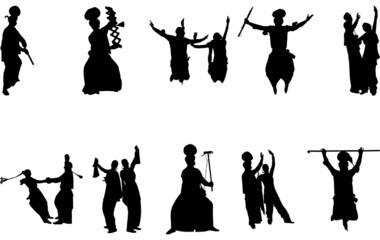 Bhangra Dance Silhouette Vector