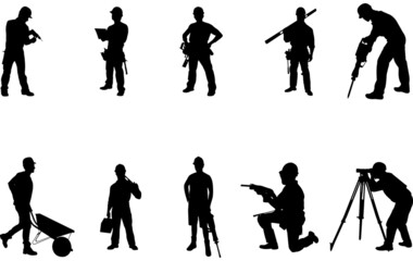 Construction Workers  Silhouette vector cut files