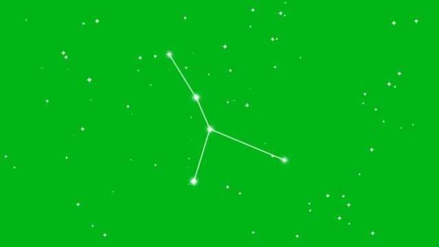 Representation of zodiac sign Cancer with twinkling stars on green screen background