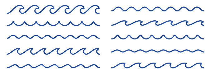 Waves line set. Waves collection vector - obrazy, fototapety, plakaty