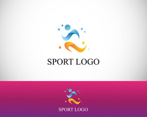 sport logo creative design abstract people run man athletic