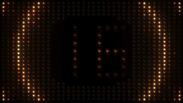 Countdown animation, Glittering flashing golden neon lights background