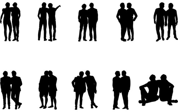 Gay Couple Silhouette Vector cut files