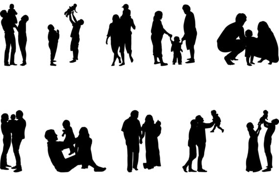 Couple with a Baby Silhouette Vector cut files