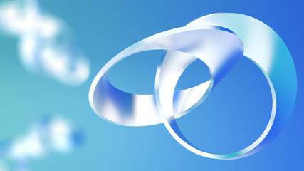 Abstract work background mobius strip shapes on blue background,mobius stripe pattern,3d rendering