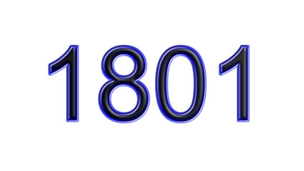 blue 1801 number 3d effect white background