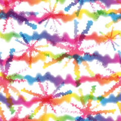 Hippie Tie Dye Rainbow LGBT Wave Seamless Pattern in Abstract Background Style. Colorful Shibori Psychedelic Texture with Waves and Stripes, Swirl