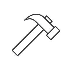 Outline editable hammer vector icon isolated on white transparent background. Building and repair tool Symbol.