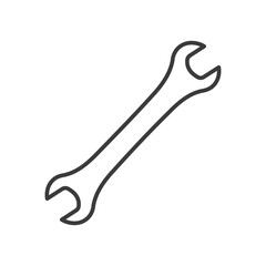 Editable outline Wrench vector icon isolated on white transparent background. Building and repair tool Symbol.