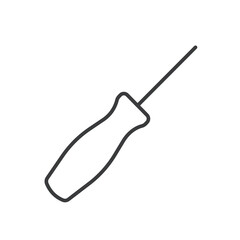 Editable outline screwdriver vector icon isolated on white transparent background. Building and repair tool Symbol.