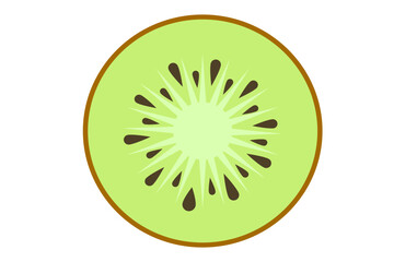 Kiwi fruit slice isolated on a white background.