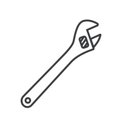 Outline adjustable Wrench vector icon isolated on white transparent background. Building and repair tool Symbol.