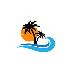 Fototapeta na wymiar sunset beach logo icon design template vector