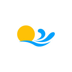 sun wave logo icon design template vector