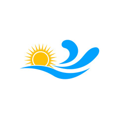 sun wave logo icon design template vector