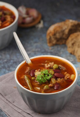 A bowl with traditional British stew
