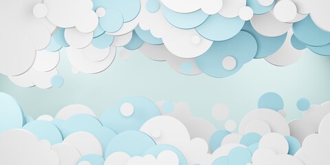 bright blue sky cloudy day art paper cut style 3d illustration