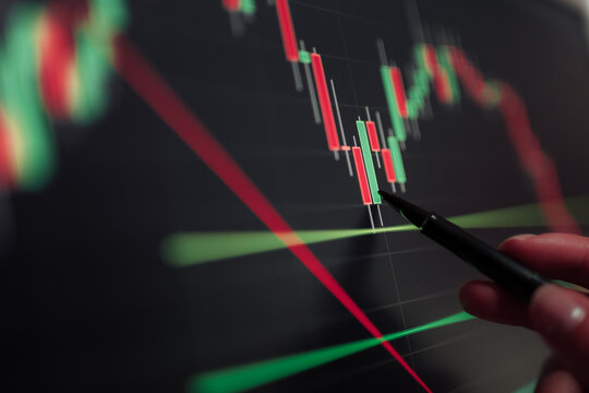 Crop trader working with financial charts on computer screen