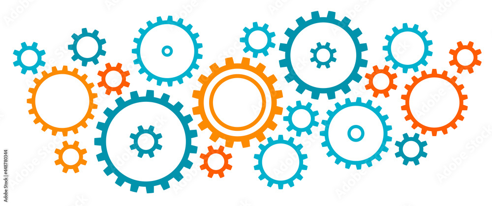 Wall mural cogwheel gears on a white background. technology concept. industrial background