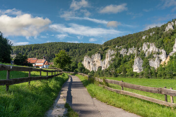 Fototapeta na wymiar rocky landscape in the Danube Valley between Beuron an Sigmaringen, Baden-Wurttemberg, Germany