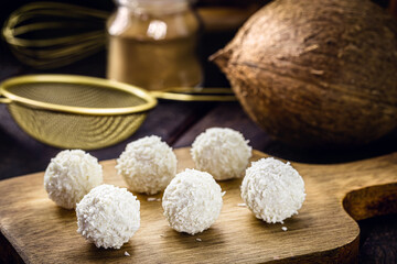 vegan coconut candy, sweet made with coconut milk and without sugar, healthy dessert