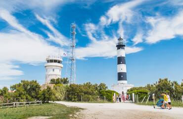 Chassiron lighthouse and semaphore on the Ile d'Oléron in France